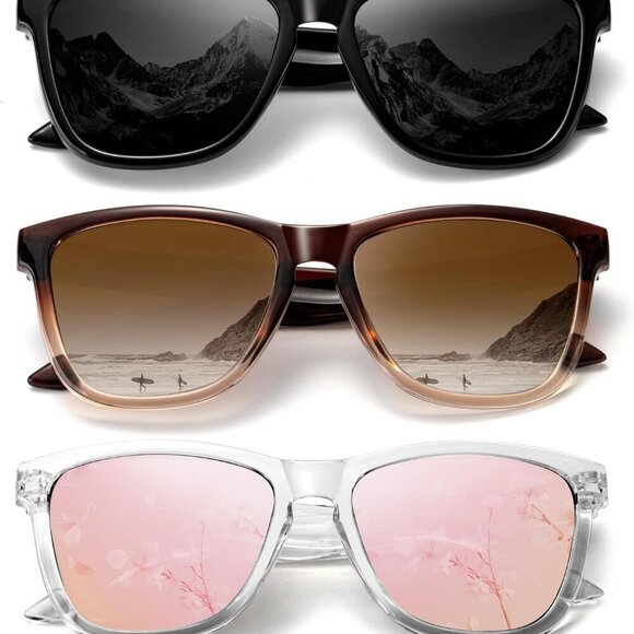 Women Polarized Sunglasses UV400 Protection Square Frame Outdoor Fashion - Picture 1 of 6